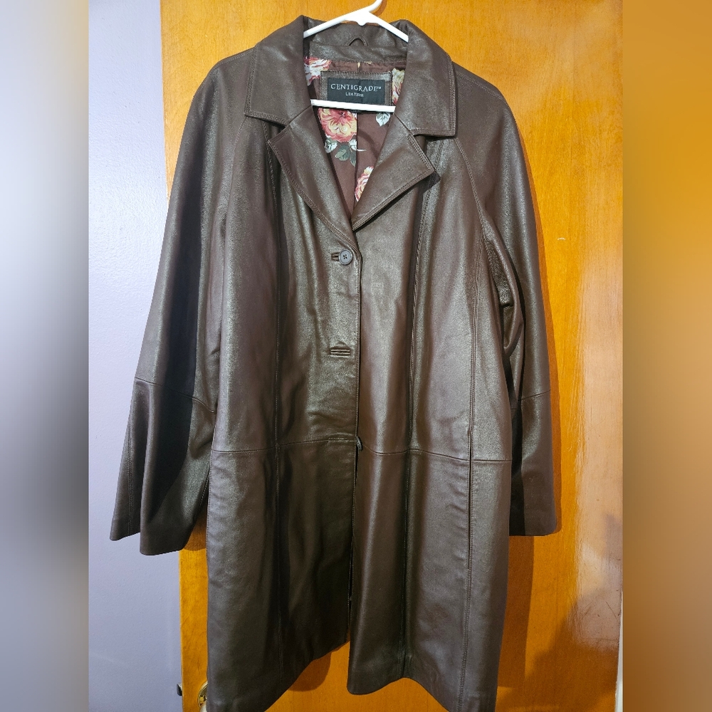 Centigrade Brown Leather Jacket 2x - image 2